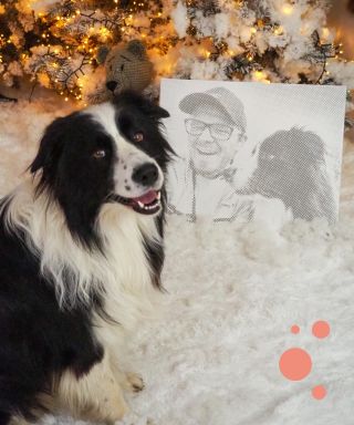 Regalo ideal: pintura de puntos de perro y amigo! Descubre la pintura de puntos de un perro y su mejor amigo. El regalo de...